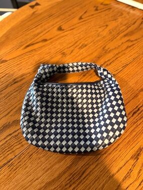 Anthropologie Navy and White Checker Mini Bag